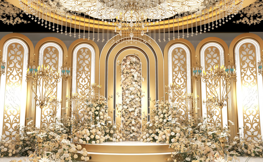 罗庄香槟色调婚礼堂效果展示